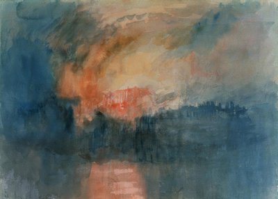 Fire of the Houses of Parliament on 16/10/1834 – 1835 – O / L – 23.3X32.5 – English Romanticism. Artist: Joseph Mallord William Turner. Location: Tate Gallery, England by Joseph Mallord William Turner